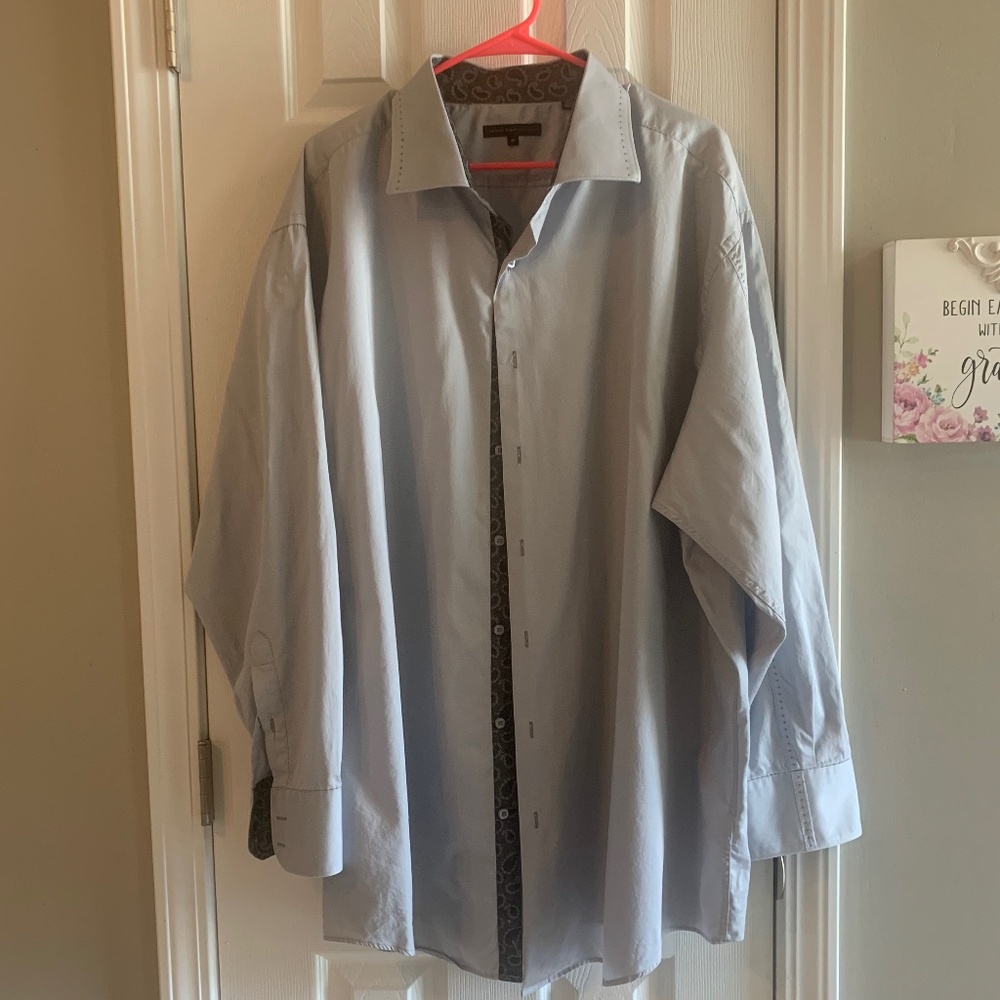 Twenty Eight Degrees Men's Long Sleeve Grey with Contrast Paisley Sz 3XL